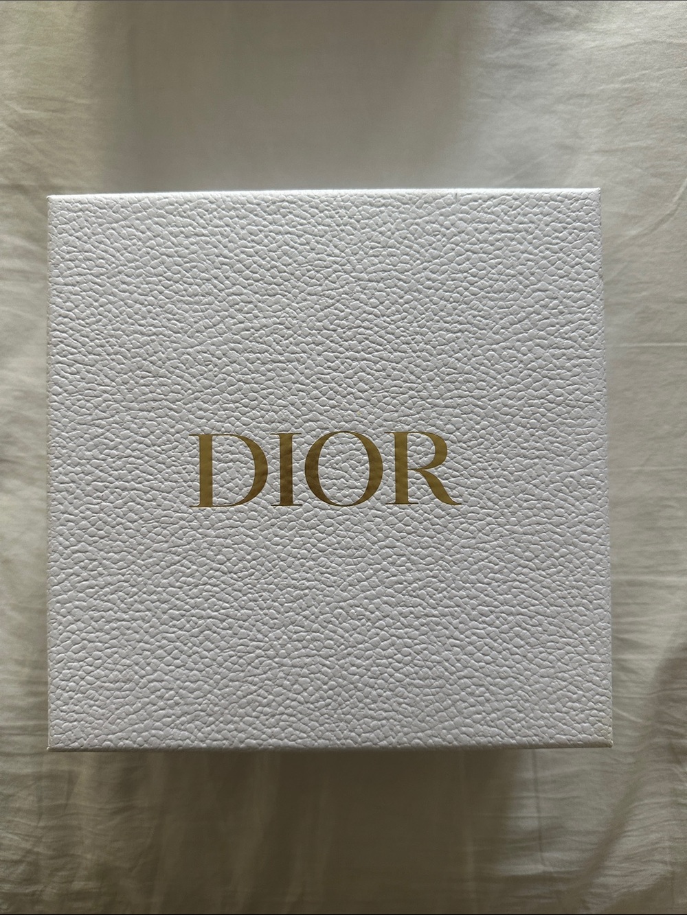 Dior White Textured Gift Box with Gold Logo